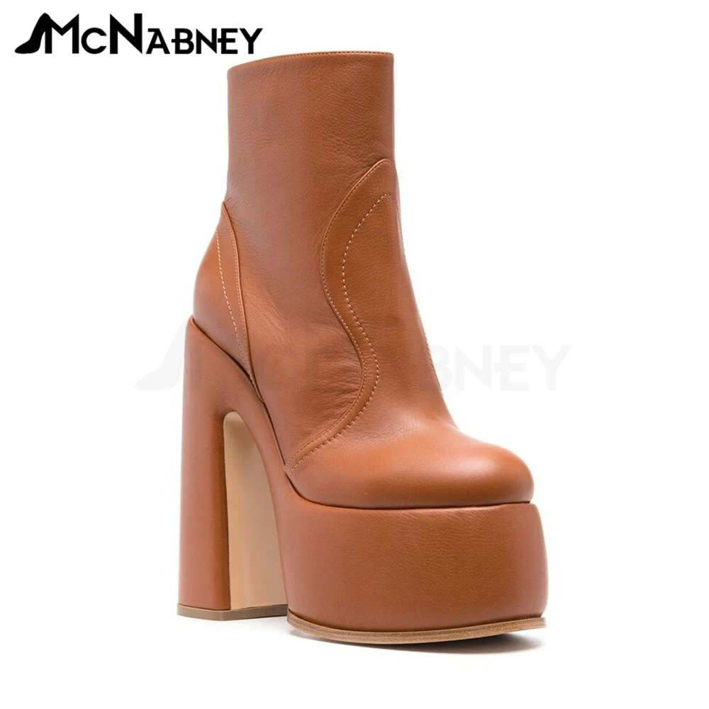 Platform Ankle Boots Super High Heel Women Boots Modern Boots Fashion Sexy Style Shoes Classics Leather Stretch Boot Office Lady