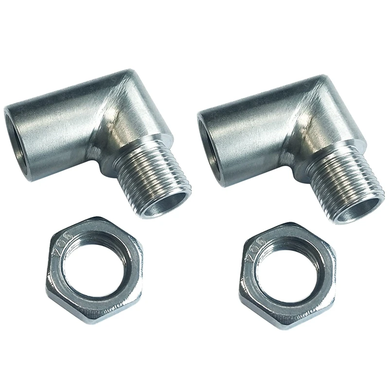 

2X 90 Degree Car Modified Exhaust Pipe Extension Joint Right Angle Adapter M18X1.5 Connector Oxygen Sensor Interface