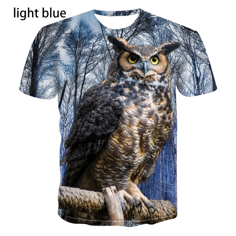 

Men's Women's Fashion Printing Owl 3D Men T-Shirt Summer Cute Bird Pattern Short Sleeves Animal Tee XS-5XL