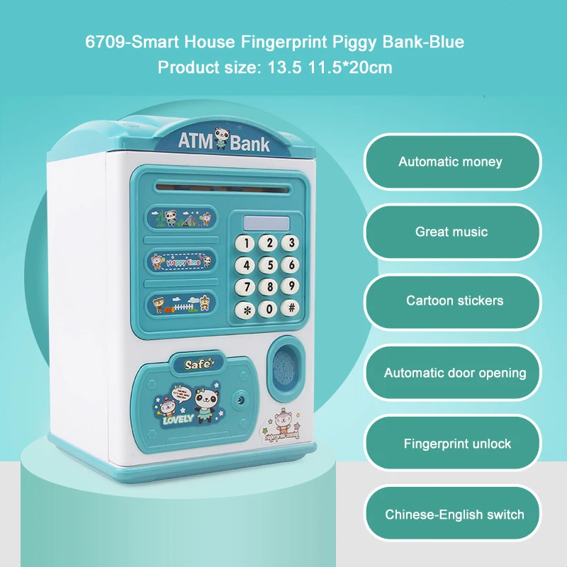 

Electronic Piggy Bank ATM Password Money Box Cash Coins Saving Box Safe Box Bank Toy Simulated Face Recognition Gift For Kids
