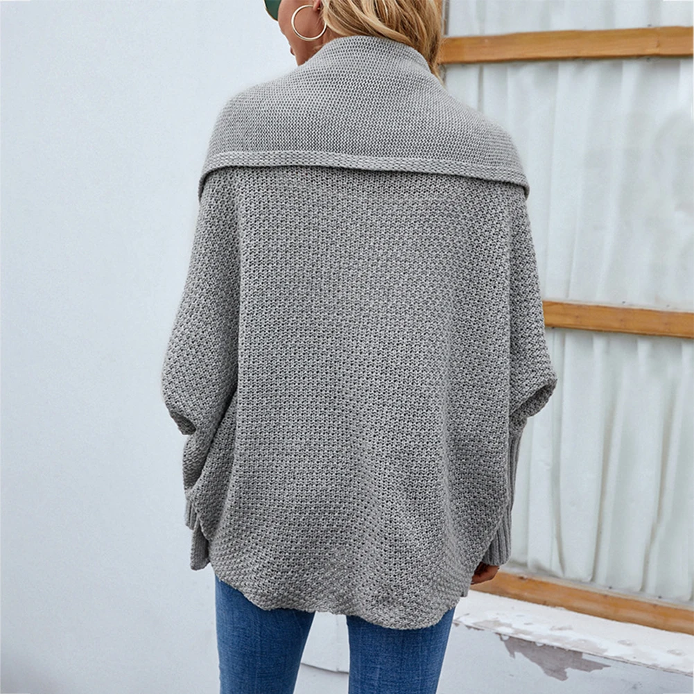 

Women Sweater Cardigan Knitted Oversized Batwing Sleeve Chunky Open Front Coat Army Green Navy Apricot Pink