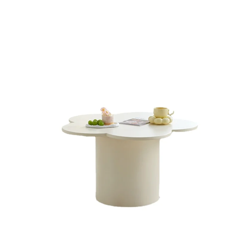 

PQF round Tea Table Simple and Light Luxury Flower Living Room Beige