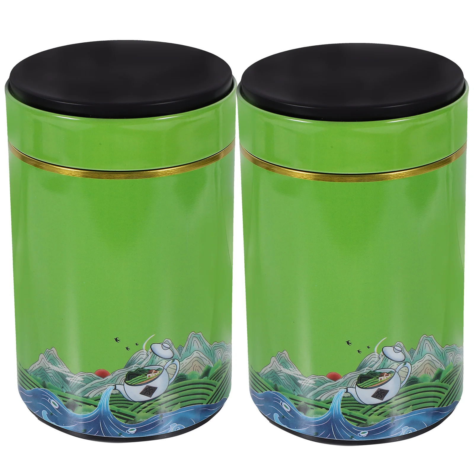 

2pcs Tinplate Storage Canister Loose Tea Tin Multi-functional Storage Jar Candy Storage Jar