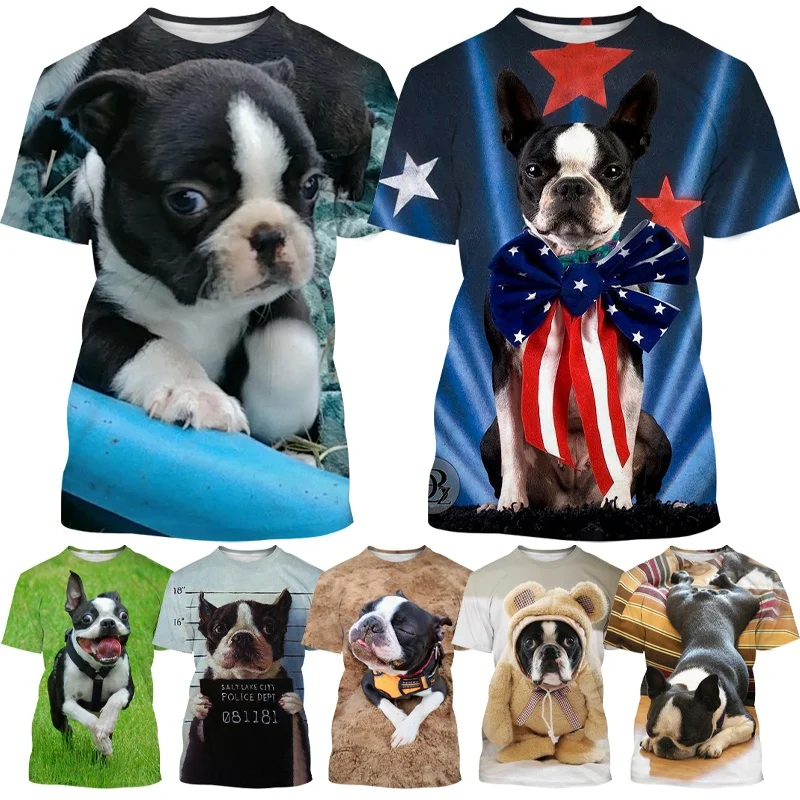 

Футболка унисекс с 3D-принтом животных, Модный повседневный топ с коротким рукавом и круглым вырезом, забавная собака