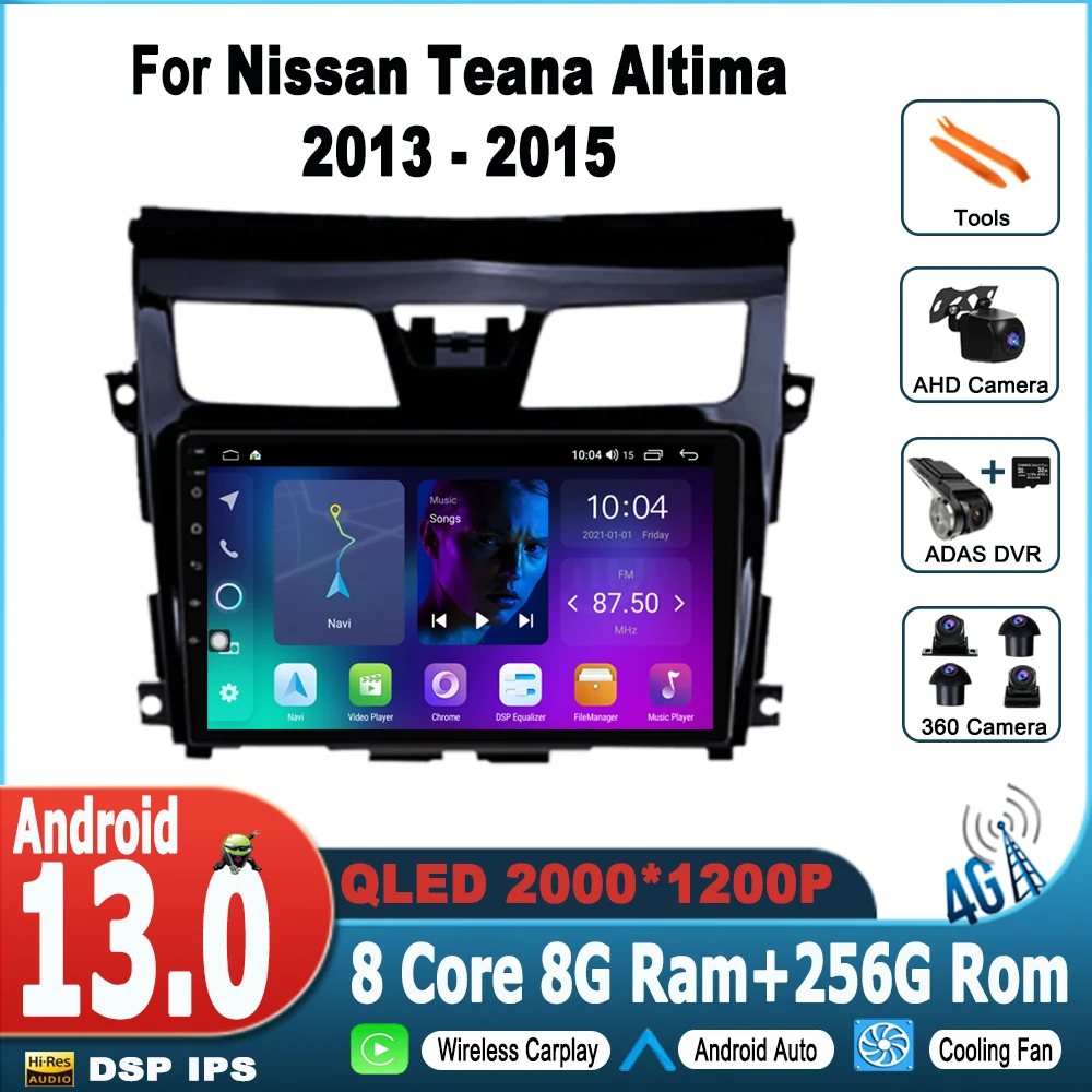 

Авто 4G Carplay Мультимедиа Android 13 для Nissan Teana Altima 2013 - 2015 видеоплеер DSP WIFI Bluetooth навигация ADAS DVR