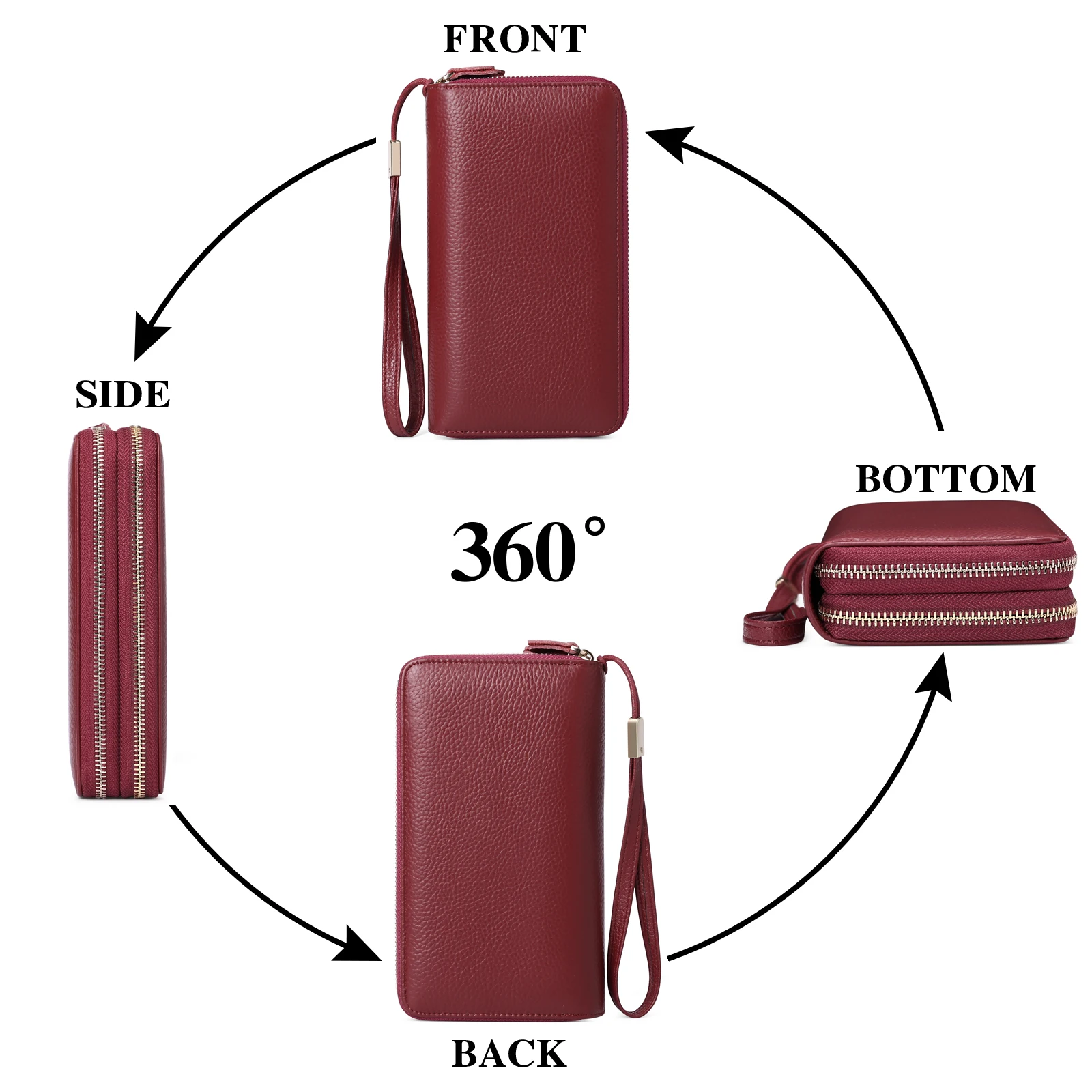 Long Women's Wallet Female Purses Card Holder Wallets Double Zipper Leather Clutch Luxury Money Phone Bag