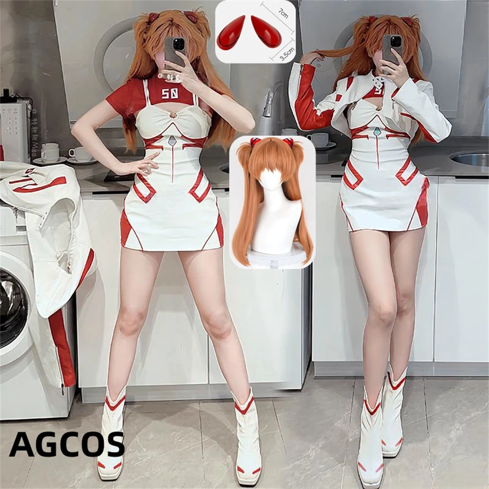 AGCOS EVA Косплей Аниме Asuka Langley Soryu Костюм Doujin Повседневный гоночный костюм Костюмы