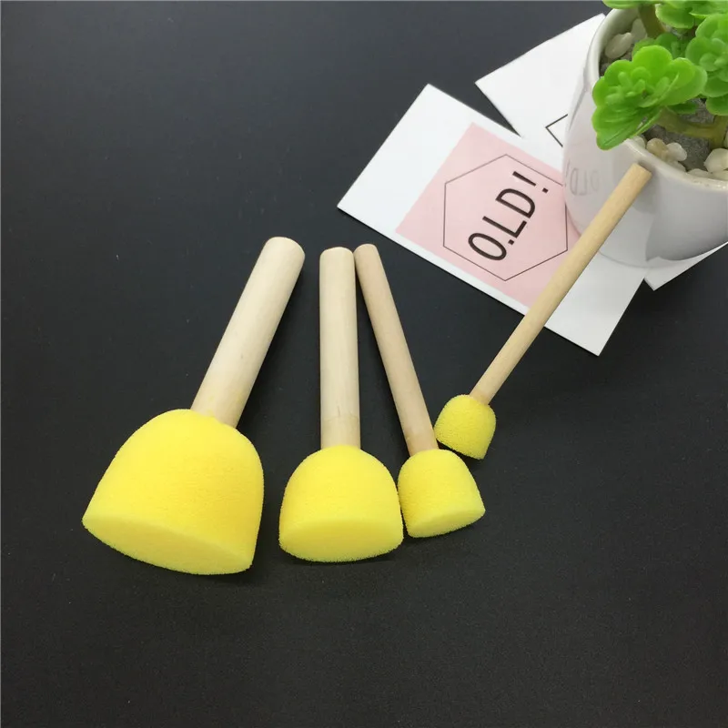 

Paint Brush Wooden Handle Seal Sponge Brush Children'S Painting Tool Graffiti Kids Diy Doodle Drawing Toys 4Pcs/Set