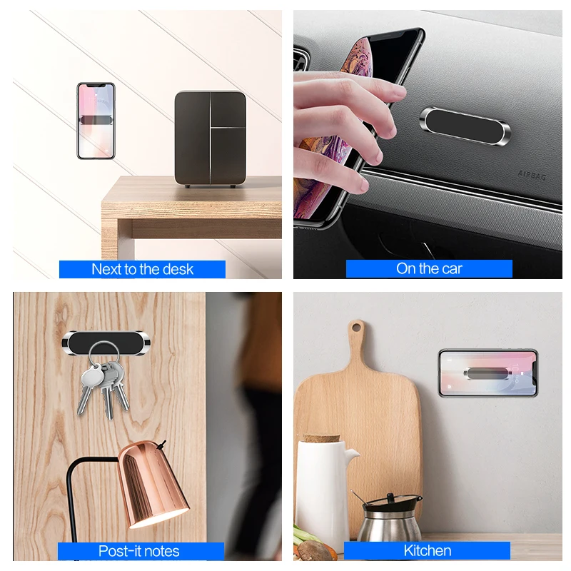 magnetic car phone holder dashboard mini strip shape stand for iphone samsung xiaomi metal magnet gps car mount for wall free global shipping