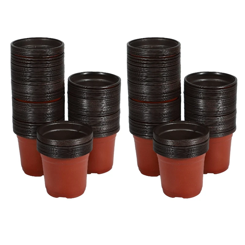 

300Pcs 4.72 Inch Plastic Flower Seedlings Nursery Supplies Planter Pot/Pots Containers Seed Starting Pots Planting Pots