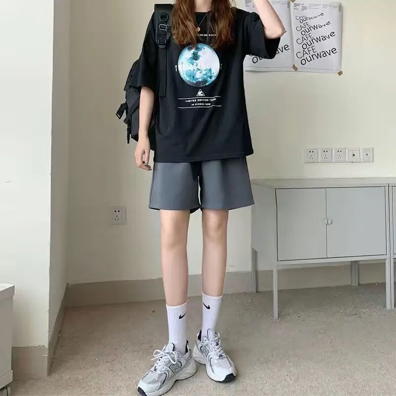 2023 New Casual Comfortable Elegant Wild High Waist Women's Shorts Summer Wide Leg A-line Shorts Loose Knee Length Pants Female