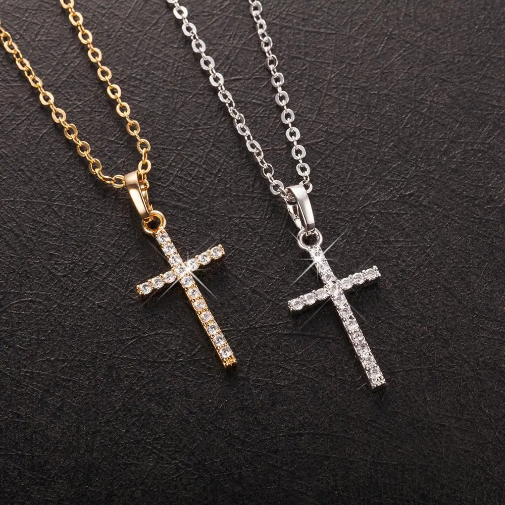 

Fashion Female Cross Pendants dropshipping Gold Black Color Crystal Jesus Cross Pendant Necklace Jewelry For Men/Women Wholesale