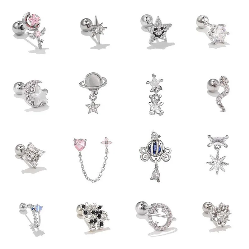 Женские серьги-гвоздики для пирсинга украшение в стиле хип-хоп с геометрическим