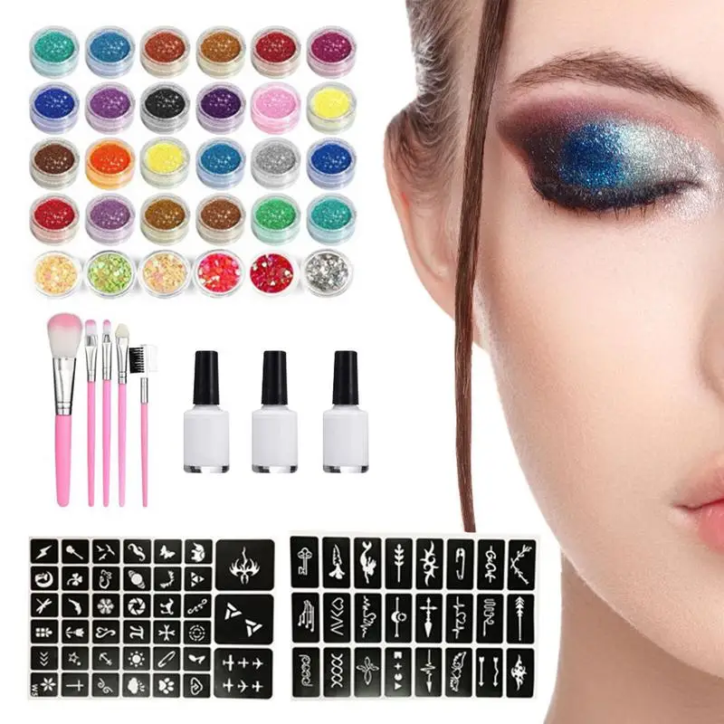 

Glitter Tattoo Kit Kids Glitter Tattoo Kit Glitter Temporary Tattoos For Girls Temporary Glitter Tattoo Kit With 30 Glitter