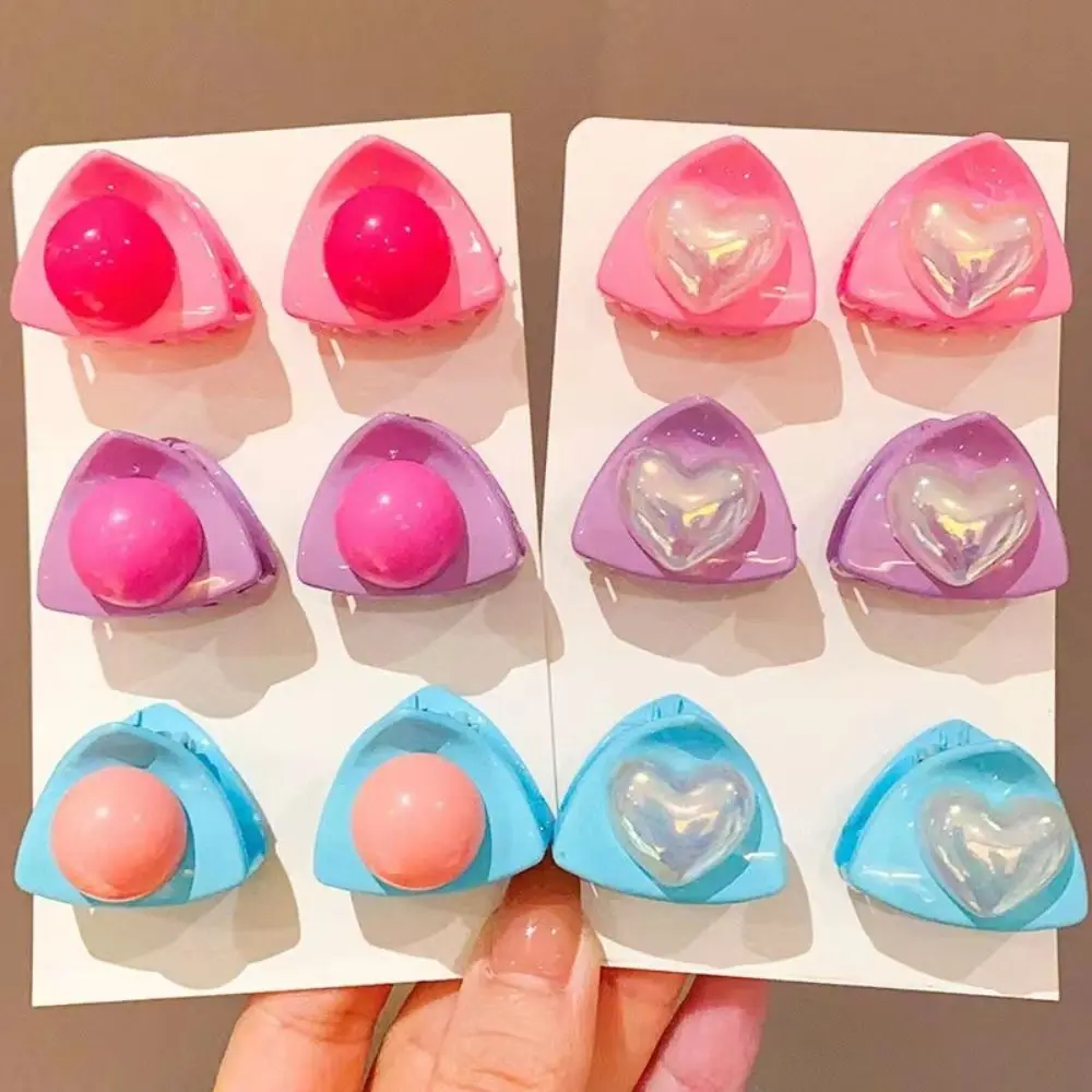 

Candy Color Triangle Mini Hair Claw Cute Korean Style Triangle Geometric Hair Crab Clip Mini Gripper Heart Mini Hair Claw