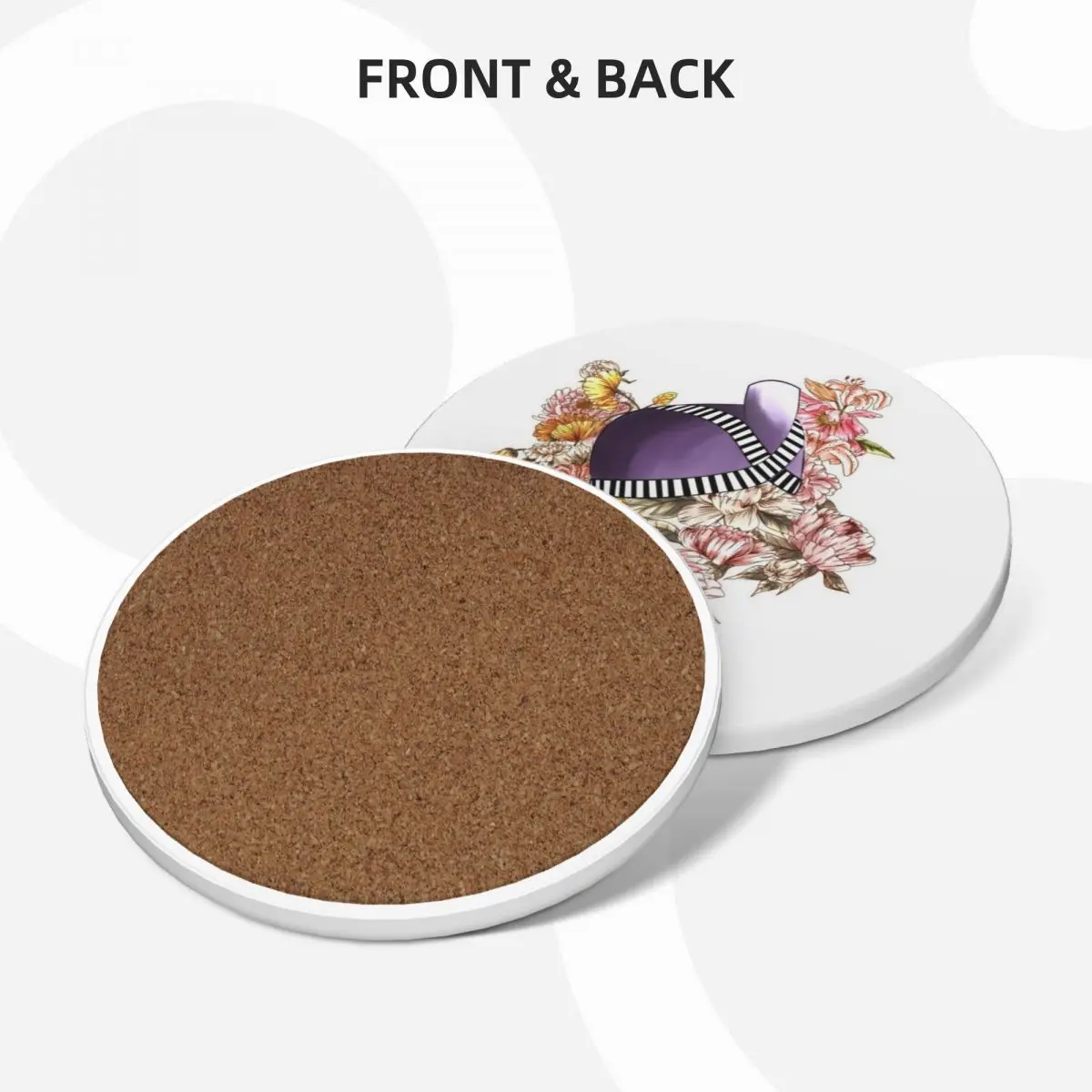 Полосатые фиолетовые керамические подставки Hmong с принтом шляпы (набор из 4 шт.)