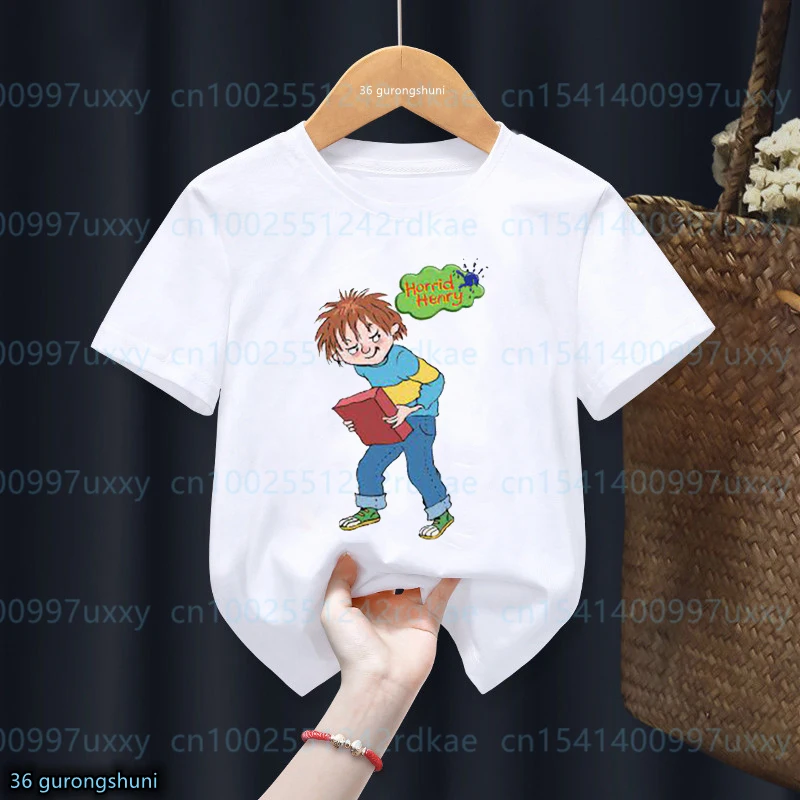 

2023 Fashion T-shirt for boys/girls Funny horid henry cartoon boys' clothes cute children's clothes tshirt summer Kids clothes