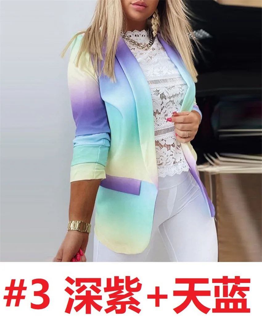 Blazer for Women Autumn and Winter Long-sleeved Blazers Women 2023 New Tie-dyed OL Temperament Professional Slim Coat