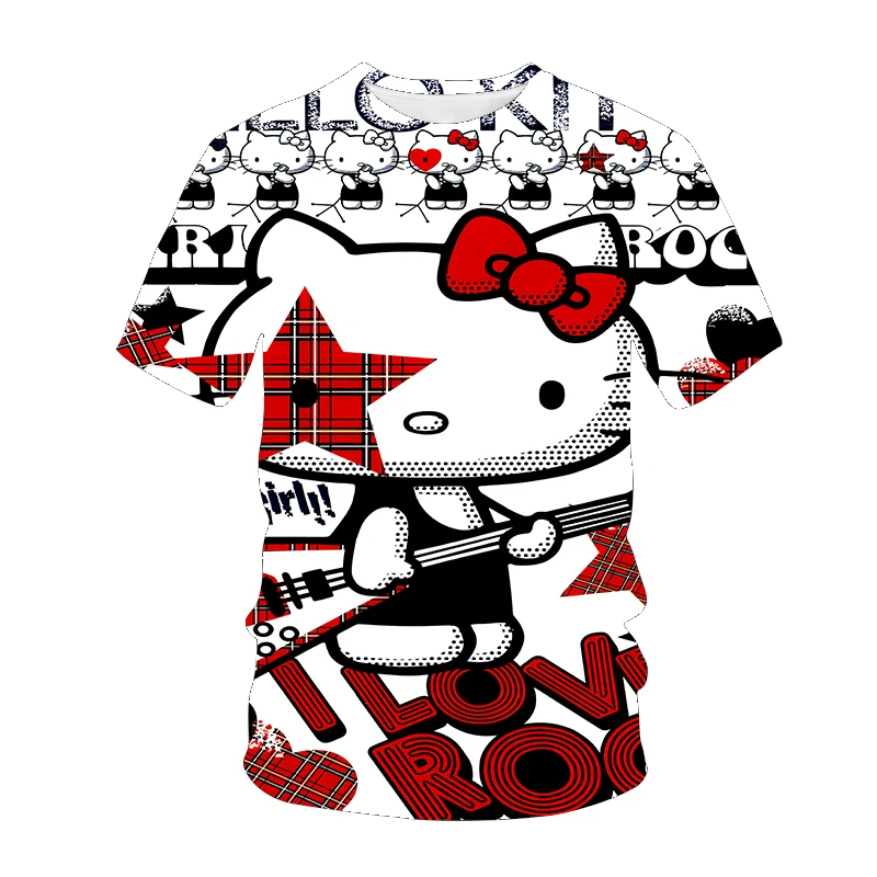 

2023 Anime Hello Kitty 3d Print Kids T Shirt Summer Fashion Casual T-shirt Boy Girl Unisex Children's Clothing Tshirt Tops