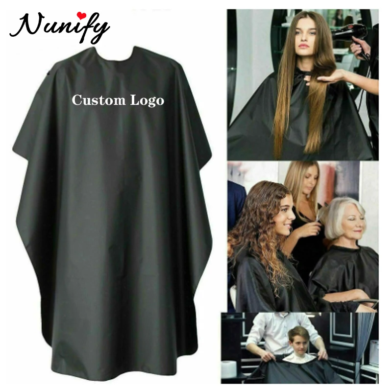 Custom Professional Hair Salon Styling Cape With Logo Nylon Cape Large Size With Hook Gown Cover Cloth Waterproof 120*140Cm