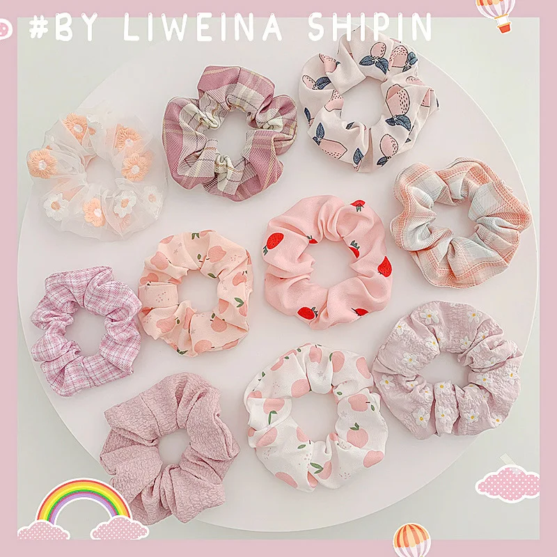 

Wholesale Korean Fruit Sausage Hair Ring Ins Head Rope Organza Cute Japanese Rubber Band Hair Rope Hair Accessories AFS333
