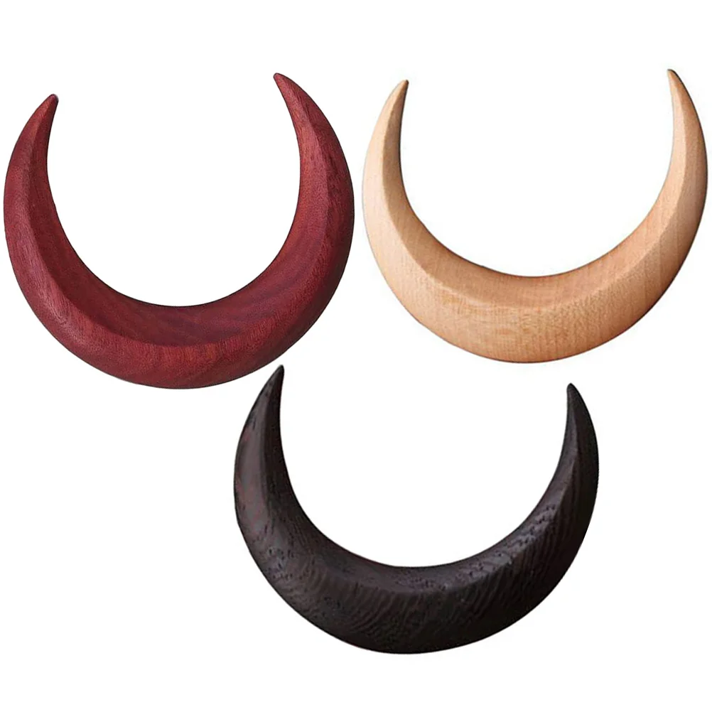 

3 Pcs Crescent Moon Hair Fork Barrette Miss Ladies Clips Hairpin Wood Sticks Long