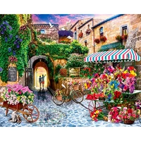 gatyztory flower market landscape painting by numbers for adults children handmade unique gift 40x50cm frame wall craft