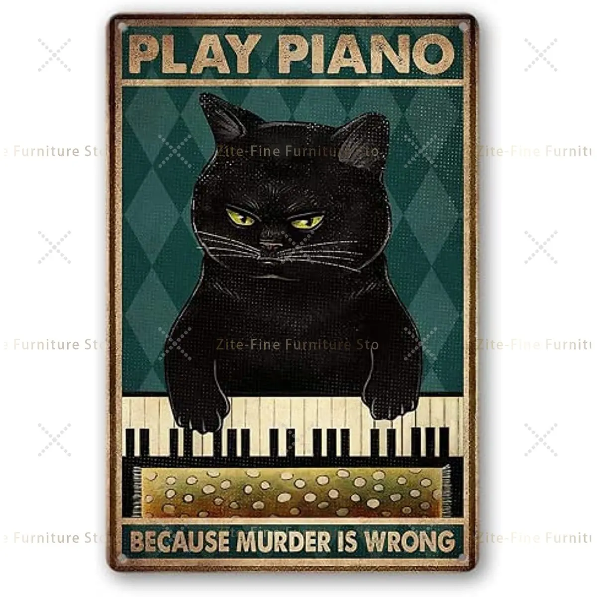

Playing Piano Because Murder is Wrong Black Cat Sign, Vintage Retro Metal Tin Sign Pub Bar Man Cave Club Decoration 8 x 12inch