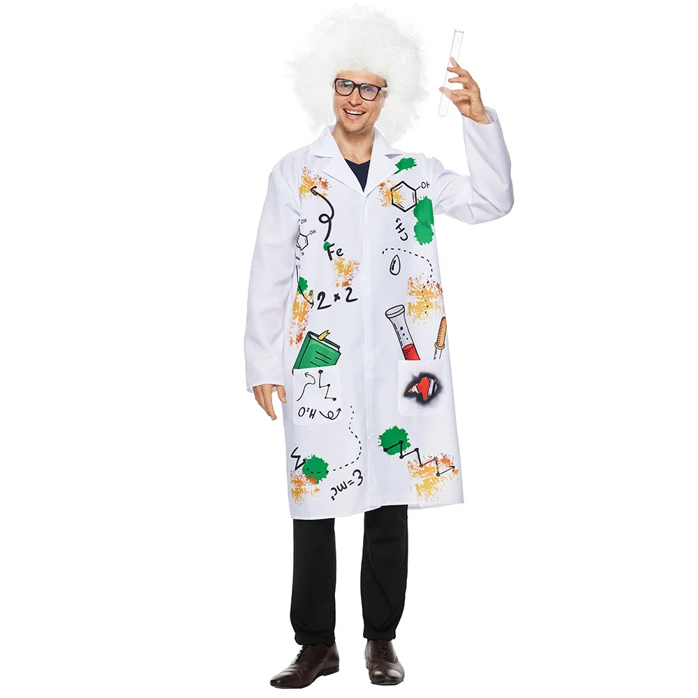 

Halloween Costume For Men Women Coats Science Monster Cosplay Clothing Crazy Scientist Campus Party Traf Dress Adult Family Robe