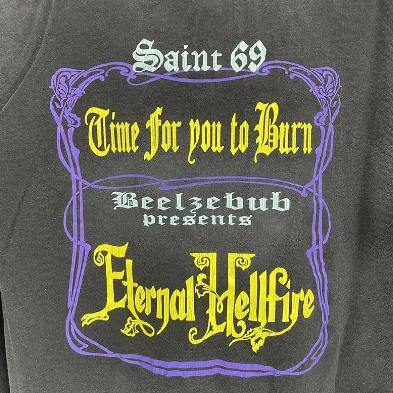 Готовый запас High Street Винтажная стираная черная футболка SAINT DEVIL HND Red Hand Мужчины Женщины Лучшее качество Хлопковая футболка с круглым вырезом (art.: 3920cb46dcd35) - 3920cb46dcd35