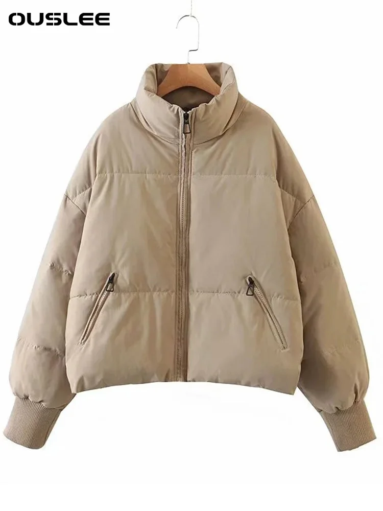 Winter Jacket Women Parka Down Cotton Coat Female Thick Warm Bread Clothing Casual Simple Multicolor Stand Collar Zipper Jacket