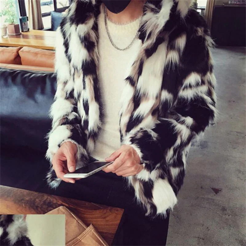 hooded Autumn faux mink fur leather jacket mens winter thicken warm fur leather coat men loose jackets fashion B241