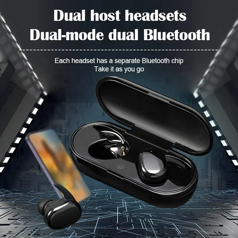 

Y30 Bluetooth Headphones Tws4 Sports Headphones Digital Display Mini Wireless Bluetooth 5.0 Touch Motion Noise Reduction