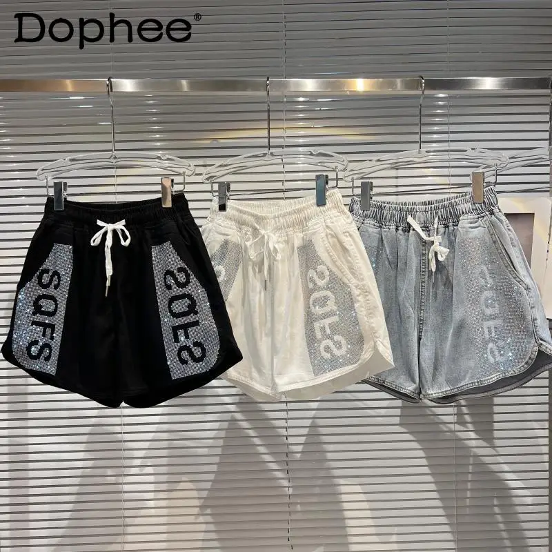 

Женские джинсовые шорты со шнуровкой, джинсовые шорты с широкими штанинами и эластичным поясом, весна-лето 2022