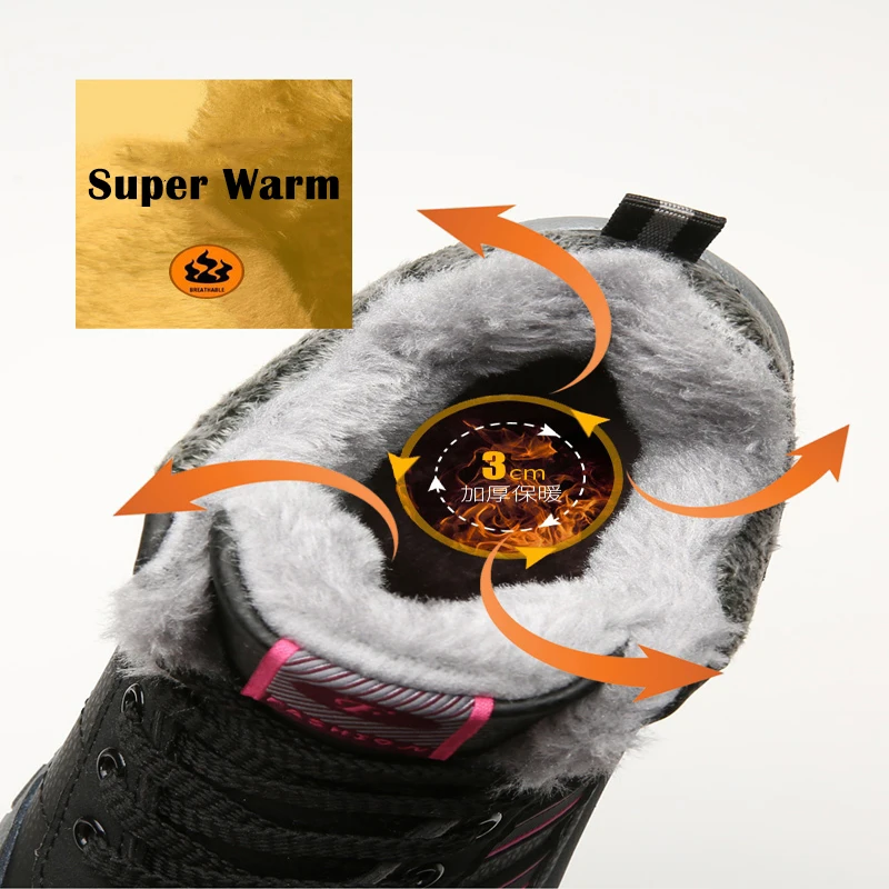 Outdoor Winter Sneakers For Men 2022 New Keep Warm Snow Botas Hombre Winter Boot Leather Lace Up Hunting Tourism Mountain Shoes