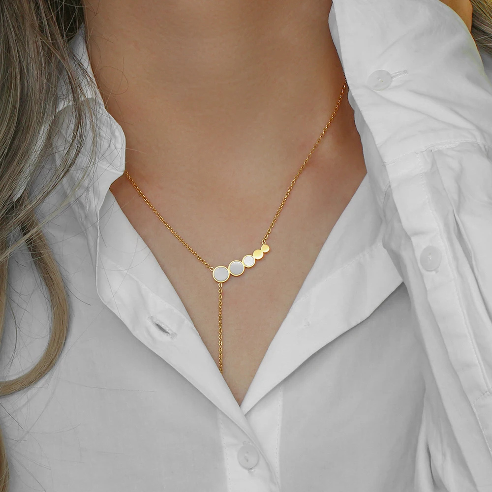 Женское ожерелье с подвеской из нержавеющей стали покрытое 18-каратным золотом