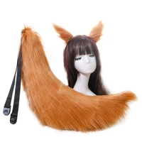 plush fox wolf ear tail cosplay show anime long hair beast ear tail accessories set
