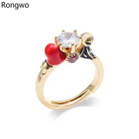 rongwo nightmare jack sally couple rings large gem crystal gold color rings jewelry accessories for women wedding gifts
