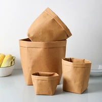 new reusable kraft paper waterproof flower pot sundries food storage bag desk organizer cosmetic bag cosmetic bags cases