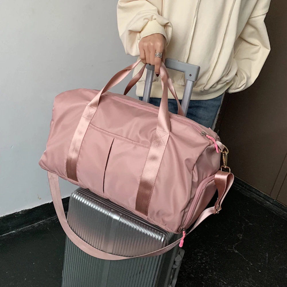 Outdoor Waterproof Nylon Sports Gym Bags Men Women Training Fitness Travel Handbag Yoga Mat Sport Bag with Shoes Compartment