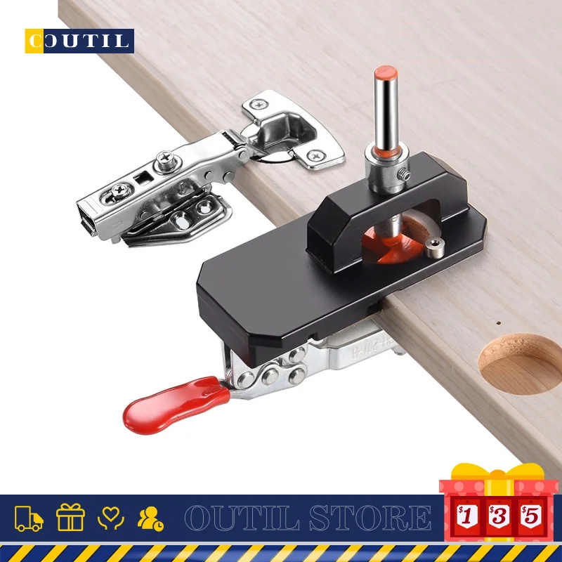 

Woodworking 35mm hinge opener cabinet door panel hinge punching locator hinge drilling installation auxiliary tool