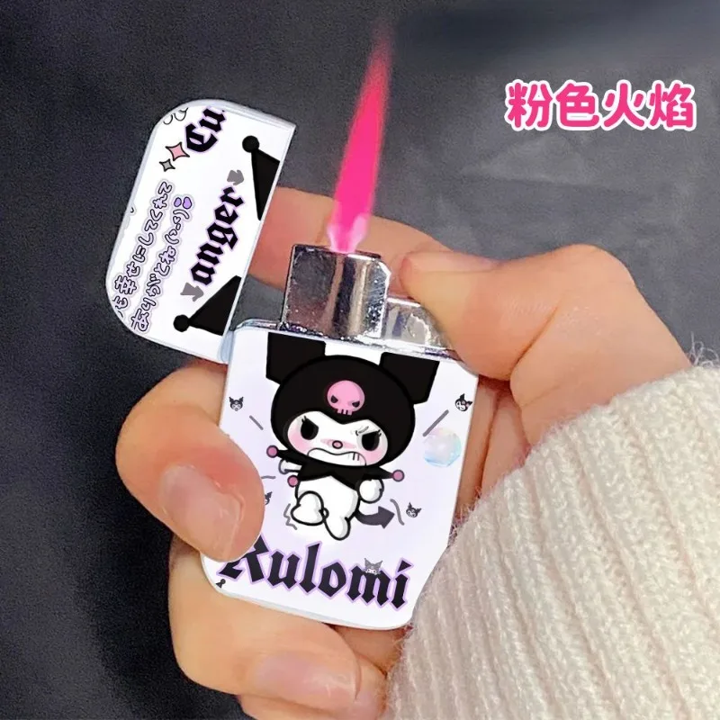 

Cute Kuromi high-looking creative cartoon pattern windproof pink flame inflatable lighter for friends holiday gifts wholesale