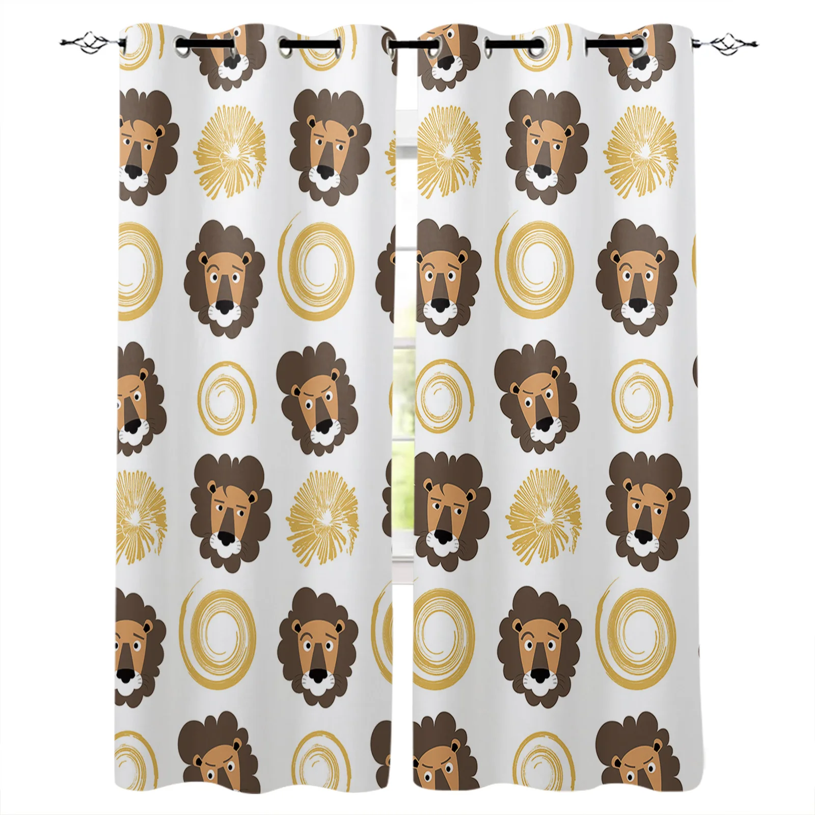 Забавные Животные Тема Лев шаблон окна внутренняя занавеска Подзор дверь