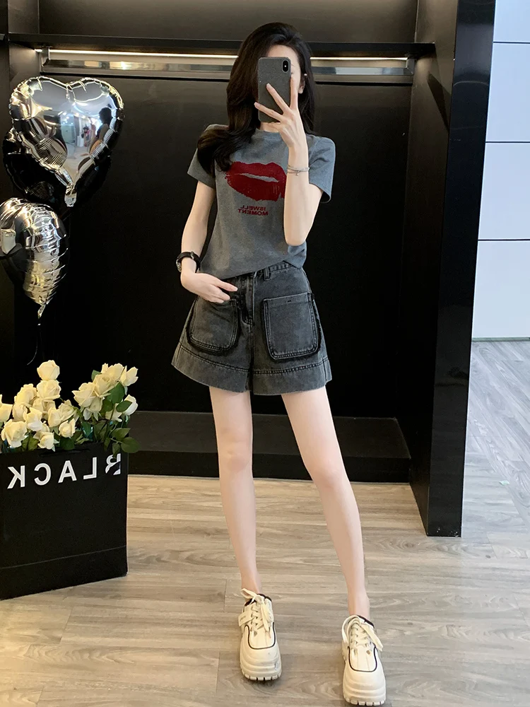 Комплект европейских товаров для женщин Лето 2024 Новинка стройнящие шорты с