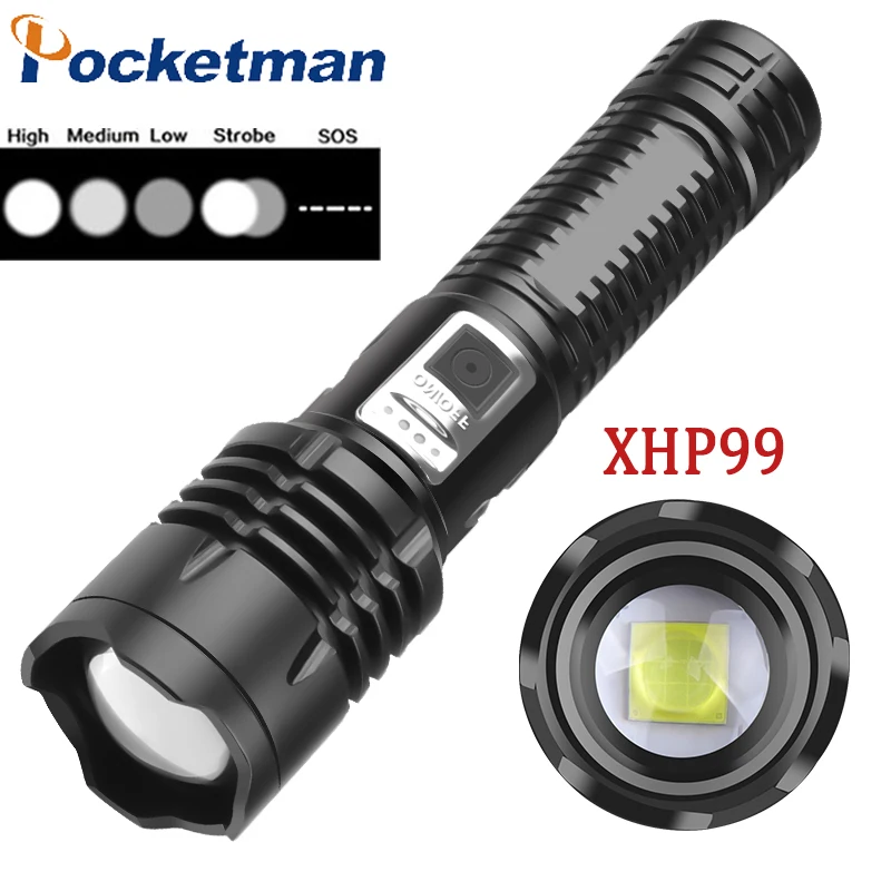 

XHP99 Most Powerful Flashlight 5 Modes Usb Zoom Led Torch Built-in 18650 Battery Best Camping Outdoor Lanterna