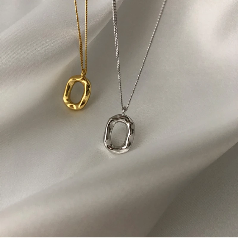 Draweye Geometric Hollow Out Necklaces for Women Silver Gold Color Korean Fashion Pendant Chokers Elegant Simple Jewelry
