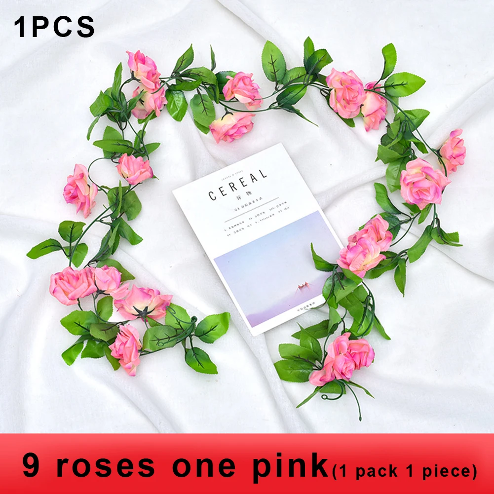 

2.4M Rose Artificial Flowers Christmas Garland For Wedding Home Room Decoration Spring Autumn Garden Arch DIY Fake Plant Vine