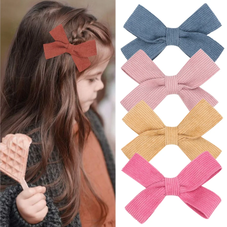 

2Pcs/Set Solid Color Cotton Bows Hair Clips For Girl Aligator Barrette Headdress Hairpin Handmade Hairgrip Kids Hair Accessories