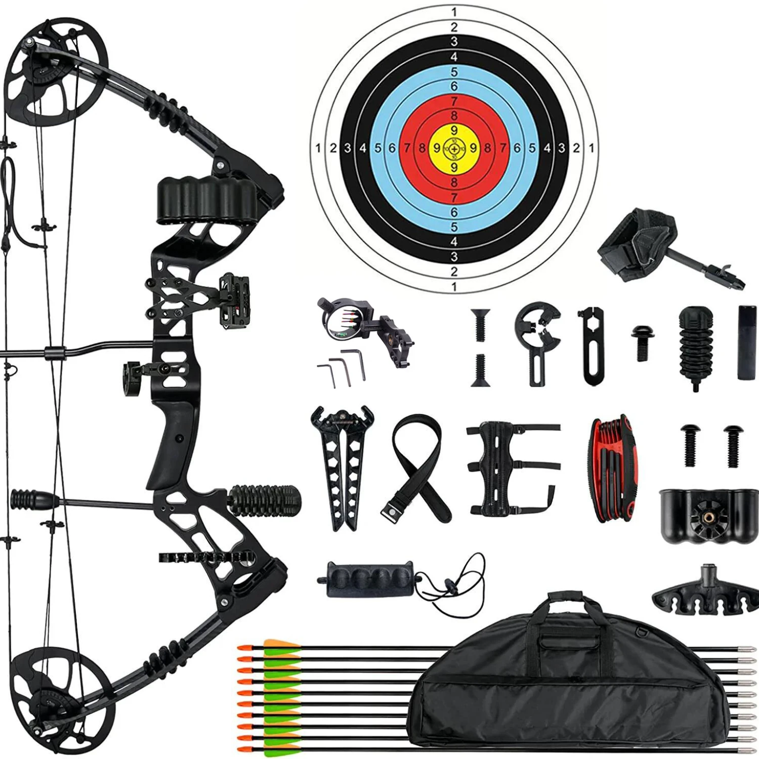 

Комбинированный лук и стрела для взрослых и начинающих, набор для охотничьего лука из лука, для правой руки, вес тяги 30-70 фунтов, длина тяги 23,5-31 дюйма
