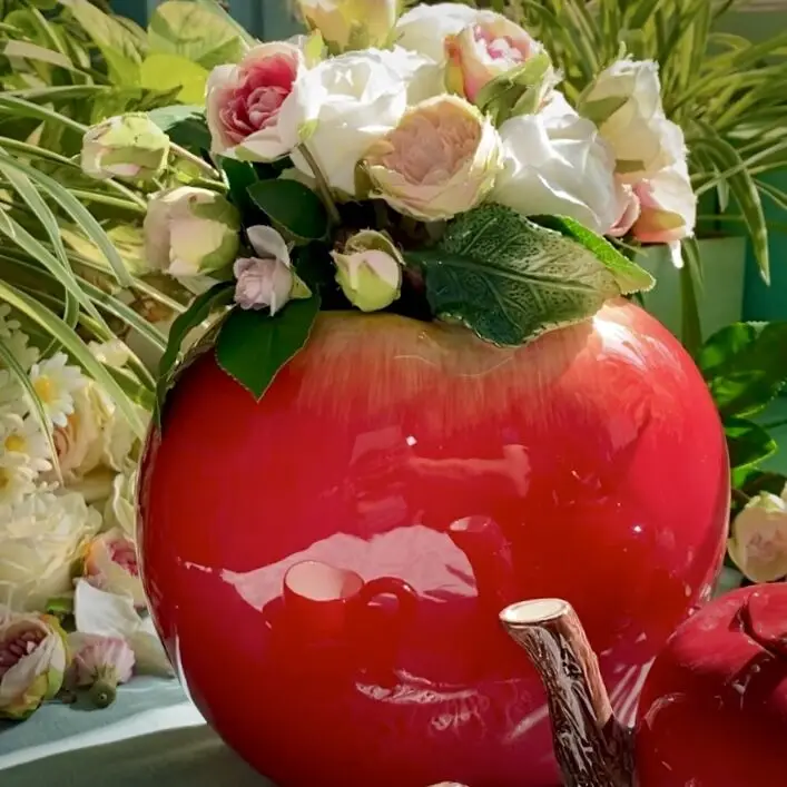 

Garden Ceramic Apple Flowers Vase Pot Home Decor Christmas Decoration Study Office Living Room Dining Table Interior Vase